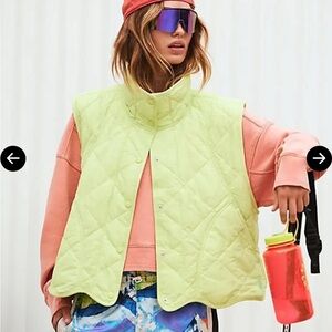 NWOT FP Movement Quinn Quilted Puffer Vest Lime Green